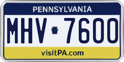 PA license plate MHV7600