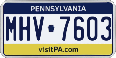 PA license plate MHV7603