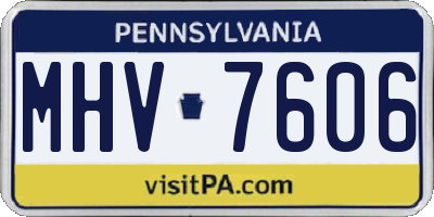PA license plate MHV7606