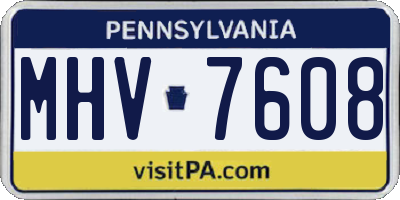 PA license plate MHV7608