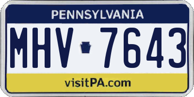 PA license plate MHV7643