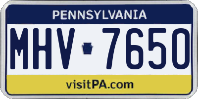 PA license plate MHV7650