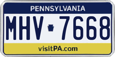 PA license plate MHV7668