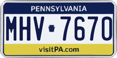 PA license plate MHV7670