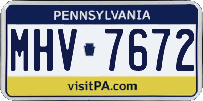 PA license plate MHV7672