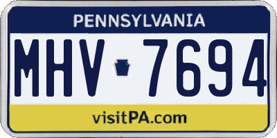 PA license plate MHV7694
