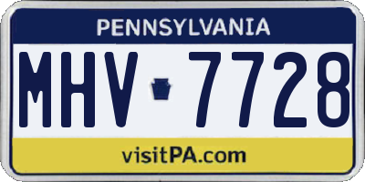 PA license plate MHV7728
