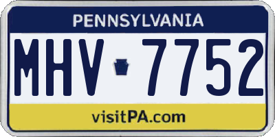 PA license plate MHV7752