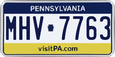 PA license plate MHV7763