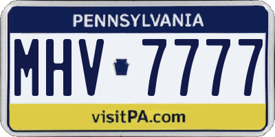 PA license plate MHV7777