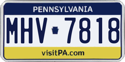 PA license plate MHV7818