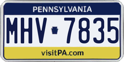 PA license plate MHV7835