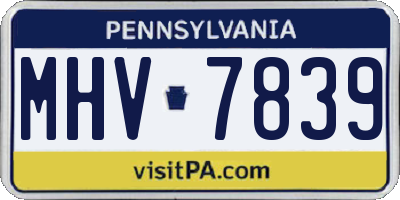 PA license plate MHV7839
