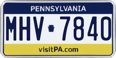 PA license plate MHV7840
