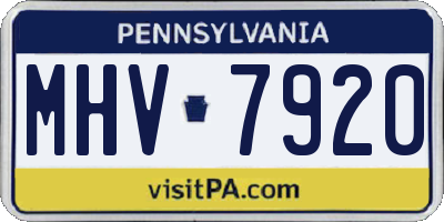 PA license plate MHV7920