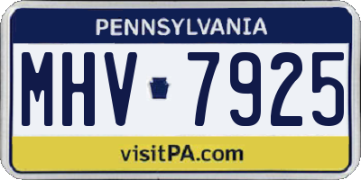 PA license plate MHV7925
