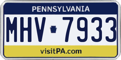 PA license plate MHV7933