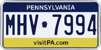 PA license plate MHV7994