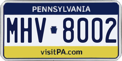 PA license plate MHV8002