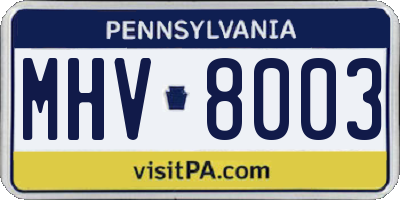 PA license plate MHV8003