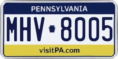 PA license plate MHV8005