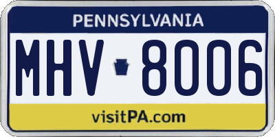 PA license plate MHV8006