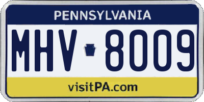 PA license plate MHV8009
