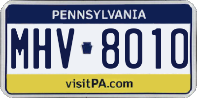 PA license plate MHV8010