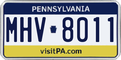 PA license plate MHV8011