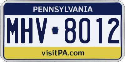 PA license plate MHV8012
