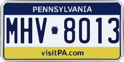 PA license plate MHV8013