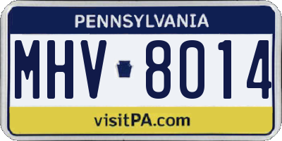 PA license plate MHV8014