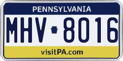 PA license plate MHV8016