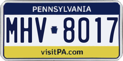 PA license plate MHV8017