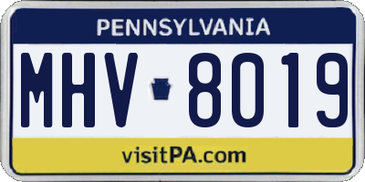 PA license plate MHV8019
