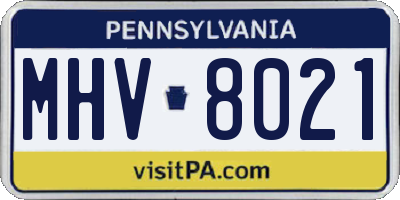 PA license plate MHV8021