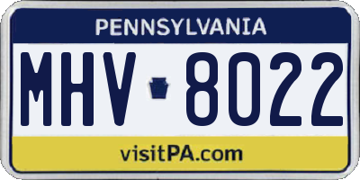 PA license plate MHV8022