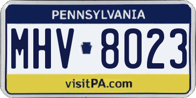 PA license plate MHV8023