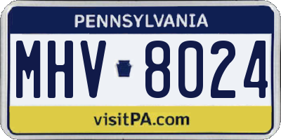 PA license plate MHV8024