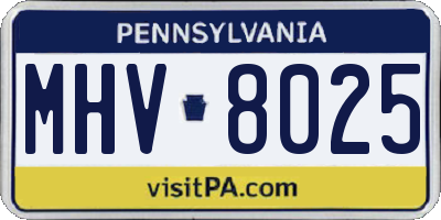 PA license plate MHV8025