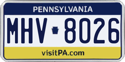 PA license plate MHV8026