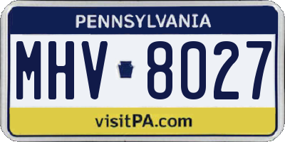 PA license plate MHV8027