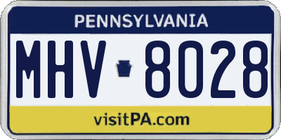 PA license plate MHV8028