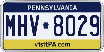 PA license plate MHV8029