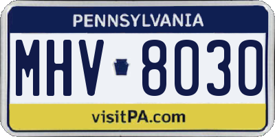 PA license plate MHV8030