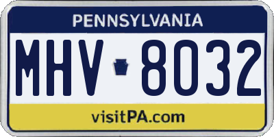 PA license plate MHV8032