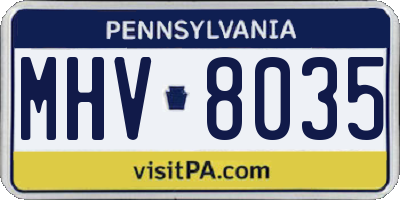 PA license plate MHV8035