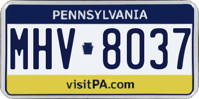 PA license plate MHV8037