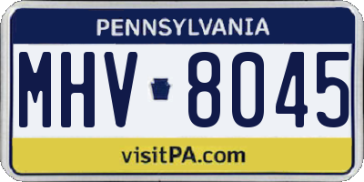 PA license plate MHV8045