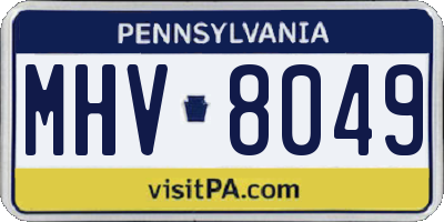 PA license plate MHV8049